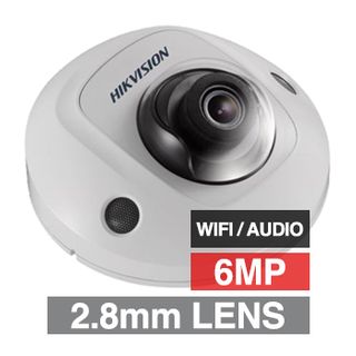 HIKVISION, 6MP HD-IP Outdoor Mini Dome camera, White, 2.8mm fixed lens, 10m IR, WDR, Day/Night (ICR), 1/2.9" CMOS, H.265/H.265+, IP67, IK08 Tri-axis, WI-FI, Audio, 12V DC/PoE