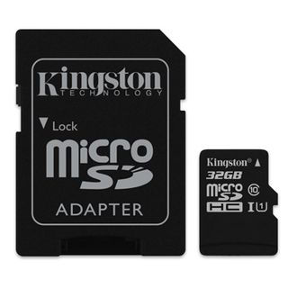KINGSTON, 32GB MicroSD SDHC/SDXC, Class 10, Read 10MB/s, with standard SD adaptor.