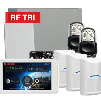 BOSCH, Solution 3000, Wireless Alarm kit, Includes ICP-SOL3-P panel, 5" Touchscreen keypad, 3x RFDL-11 Wireless Tri-Tech detectors, B810 Wireless receiver, 2x HCT4UL transmitters