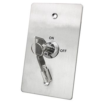 NETDIGITAL, Keyswitch plate, Wall, Stainless steel, Labelled "On/Off", With circular key, Plate 70mm x 115mm, N/O and N/C contacts