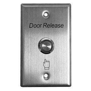 NETDIGITAL, Switch plate, Wall, Labelled with "Door Release", Stainless steel, With stainless steel illuminated push button, N/O and N/C contacts