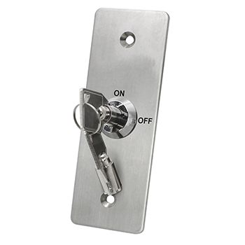 NETDIGITAL, Keyswitch plate, Wall, Architrave, Stainless steel, Labelled "On/Off", With circular key, Plate 40mm x 115mm, N/O and N/C contacts