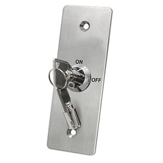 NETDIGITAL, Keyswitch plate, Wall, Architrave, Stainless steel, Labelled "On/Off", With circular key, Plate 40mm x 115mm, N/O and N/C contacts