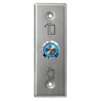 NETDIGITAL, Switch plate, Wall, Architrave, Stainless steel, Labelled with Exit Symbols, With stainless steel illuminated push button, N/O and N/C contacts