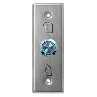 NETDIGITAL, Switch plate, Wall, Architrave, Stainless steel, Labelled with Exit Symbols, With stainless steel illuminated push button, N/O and N/C contacts