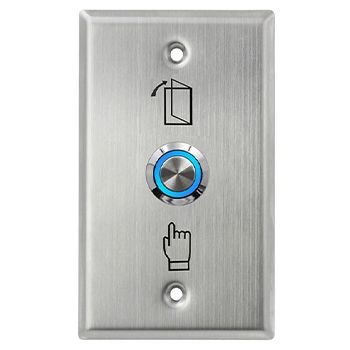 NETDIGITAL, Switch plate, Wall, Labelled with Exit Symbols, Stainless steel, With stainless steel illuminated push button, N/O and N/C contacts