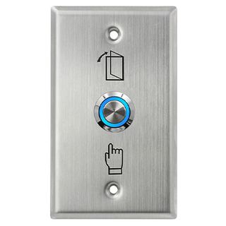 NETDIGITAL, Switch plate, Wall, Labelled with Exit Symbols, Stainless steel, With stainless steel illuminated push button, N/O and N/C contacts