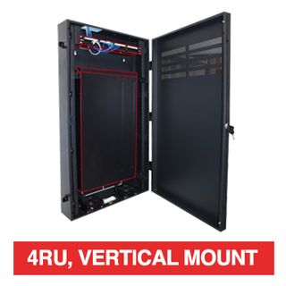 PSS, 4RU 19" Rack Cabinet, Vertical wall mount, 650(W) x 1070(H) x 200(D)mm, With vented front metal door,  Dark grey powder coated finish, 40kg load capacity