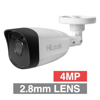 HILOOK, 4MP HD-IP Outdoor Mini Bullet camera, White, 2.8mm fixed lens, 30m IR, 120dB WDR, Day/Night (ICR), 1/3" CMOS, H.265/H.265+, IP67, Tri-axis, 12V DC/PoE