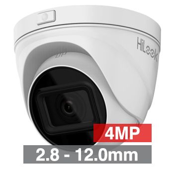 HILOOK, 4MP HD-IP Outdoor Turret camera, White, 2.8-12.0mm motorised zoom lens, 30m IR, 120dB WDR, Day/Night (ICR), 1/3" CMOS, H.265/H.265+, SD card slot, IP67, I Tri-axis, 12V DC/PoE