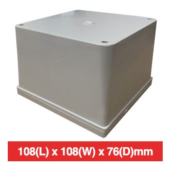 NETDIGITAL, Plastic Enclosure, Grey, 108(L) x 108(W) x 76(D)mm (internal measurements), IP56, screw down lid.