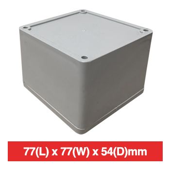 NETDIGITAL, Plastic Enclosure, Grey, 77(L) x 77(W) x 54(D)mm (internal measurements), IP56, screw down lid.