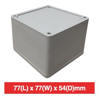 NETDIGITAL, Plastic Enclosure, Grey, 77(L) x 77(W) x 54(D)mm (internal measurements), IP56, screw down lid.