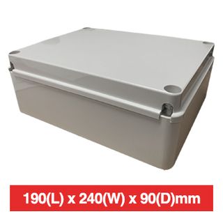 NETDIGITAL, Plastic Enclosure, Grey, 190(L) x 240(W) x 90(D)mm (internal measurements), IP56, screw down lid.