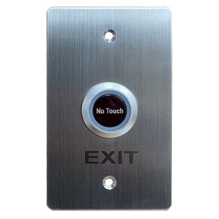 NETDIGITAL, "Sensor Exit" Wall Plate, Stainless Steel, Plate 70mm x 115mm, Sensor 25mm Diameter, 50-100mm adjustable read range, N/O and N/C contacts, 12V DC