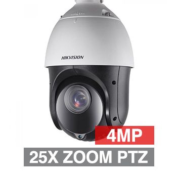 HIKVISION, 4MP IP Outdoor IR PTZ camera, 100m IR, 25x Zoom (4.8 - 120mm lens), 1/2.8" CMOS, 0.005Lux (sens-up), H.265/H.265+, IP66, 12V DC/POE