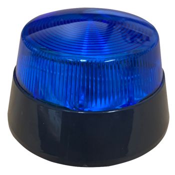 NETDIGITAL, Strobe, Xenon, Miniature, Blue, Weather resistant, Round 80mm base with 2 fixing screws, 50mm height, 12V DC
