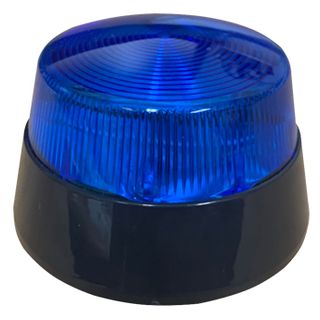 NETDIGITAL, Strobe, Xenon, Miniature, Blue, Weather resistant, Round 80mm base with 2 fixing screws, 50mm height, 12V DC