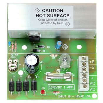 NETDIGITAL, 13.8V DC 1 Amp Power Supply module, battery charge output, Variable voltage adjustment, Fuse protection, requires 16V AC plug pack