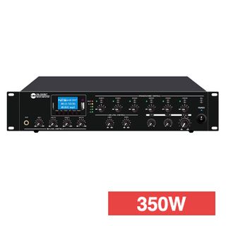 CMX, 6 Zone, Mixer power amplifier, 350W RMS, Outputs 100V line and 4-16 Ohms, 6 Zones with volume, 3 balanced and 1 unbalanced mic inputs, 2 unbalanced aux inputs,MP3 player, FM tuner,