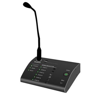 CMX, 6 Zone, Remote microphone, 6 Zones and All Call selection, Zone indicators, Built-in chime, RJ45 connection, powered by amplifier, 6 microphones max, up to 300m,