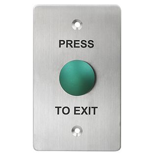 NETDIGITAL, Switch plate, Wall, Labelled "Press to Exit", Stainless steel, With green push button, N/O and N/C contacts