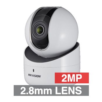 HIKVISION, 2MP HD-IP Mini PT camera, White, 2.8mm fixed lens, 10m IR, DWDR, 1/2.8" CMOS, H.264, Built-in WiFi, Microphone, Speaker, Pan-Tilt, 5V DC