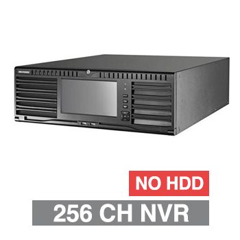 HIKVISION, HD-IP NVR, 256 channel, 768Mbps bandwidth, NO HDD, Up to 16x SATA HDD (16x 10TB max), RAID, VMD, USB/Network backup, Ethernet, 2x USB2.0 & 2x USB3.0, 1 Audio In/Out, 2x HDMI/1x VGA