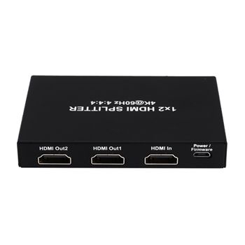 XTENDR, HDMI 1 input 2 output splitter, 4K UHD support, EDID copy, HDCP2.2, Support HDR, Supports Dolby,DTS 7.1 audio, 5V DC power (included),