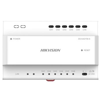 HIKVISION, Intercom, Gen 2, 2-Wire Distribution module, 6x 2-Wire interfaces NO power, 1x RJ45, 6x indicators, Din rail, 24V DC