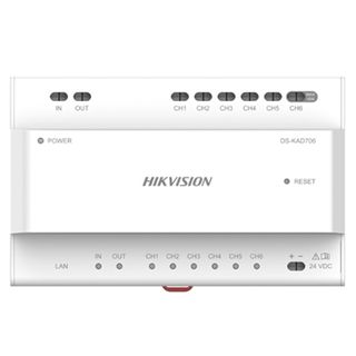 HIKVISION, Intercom, Gen 2, 2-Wire Controller module, 6x 2-Wire interfaces with power, 1x RJ45, 8x indicators, Din rail, 24V DC