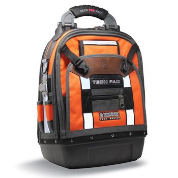 VETO PRO PAC, Tech Series, Hi Visibility Orange Back pack, HVAC technician tool bag, Closed style, 56 tiered pockets, 4 storage platforms, Weather resistant base & fabric, 361(L) x 248(W) x 546(H)mm