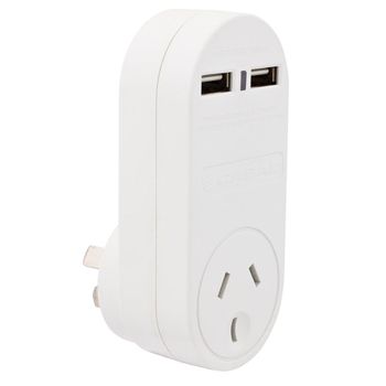 CABAC, Power board, Single 240V outlet + 2 USB outlets, Slimline design, Surge protection,