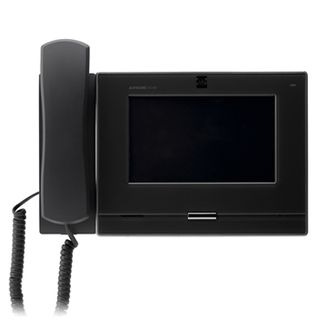 AIPHONE, IX Apartment Series, IP Video Guard/Concierge station with handset, 7" Touchscreen, black, PoE, SD card slot.