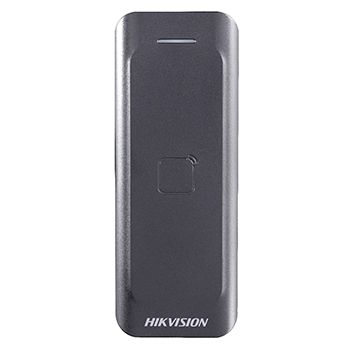 HIKVISION, K1800 series, Proximity card reader, Mullion style, Up to 2" (50mm) read range, Thin profile, Built in buzzer, Two colour LED, Mifare compatible, 3-Year warranty, 12V DC 170mA,