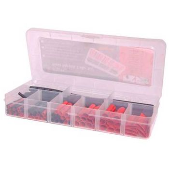 NETDIGITAL, Heat shrink tubing pack, 106 piece, Black & Red, 45mm & 75mm Length, Assorted Diameters, 3:1 shrink ratio, comes in carry case