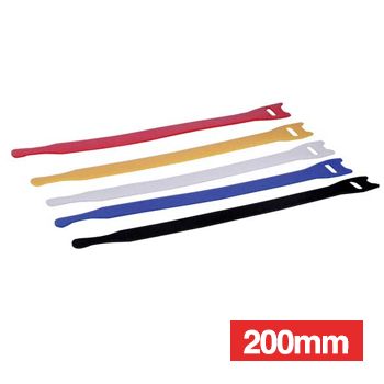 NETDIGITAL, Cable ties, Velcro Hook & Loop, 200mm, Coloured, Packet of 10.