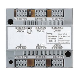 AIPHONE, GT Series, Video splitter module, 4 output, Splits video and audio bus to 4 apartments, DIN rail mount, 123 x 109 x 61mm