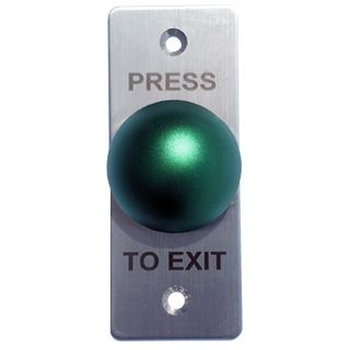 NETDIGITAL, Switch plate, Wall, Architrave, Stainless steel, Labelled "Press to Exit", With Green push button, Plate 35mm x 90mm, N/O,N/C contacts