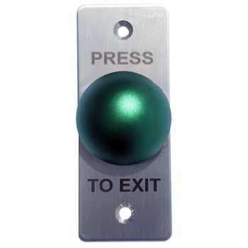 NETDIGITAL, Switch plate, Wall, Architrave, Stainless steel, Labelled "Press to Exit", With Green push button, Plate 35mm x 90mm, N/O,N/C contacts