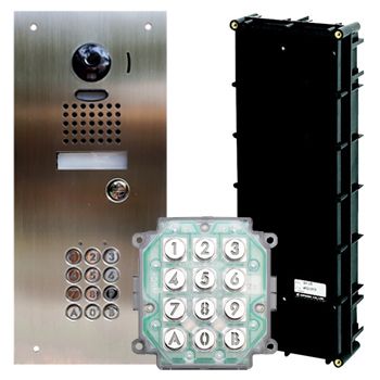 AIPHONE, JO, JP & JK Series access control flush door station kit, includes JKPDVFKPS plate, AC10U keypad & GF3B backbox.