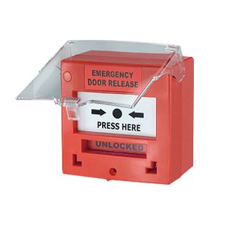 NETDIGITAL, Call point, RED, Unit reads "Emergency Door Release", Call point reads "Press Here", Key resettable, 2 pole, Protective cover
