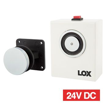 LOX, Electromagnetic door holder, Wall mount, With release button, 25kg holding force, 24V DC, 80mA,