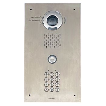 AIPHONE, IX Series, IP Direct Video Door station with integrated keypad, Flush mount, 306 Marine grade stainless steel, IP65, IK08, PoE 802.3af in and out (POE pass through), Contact input, 2x Relays