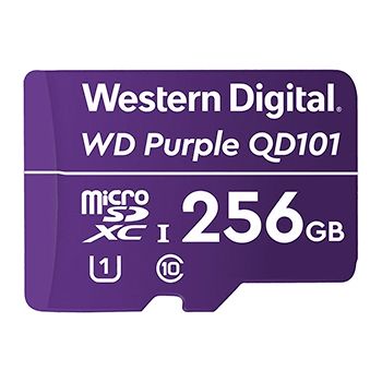 WESTERN DIGITAL, Purple Surveillance 256GB MicroSD SDXC, Read/Write 100/60MB/s.