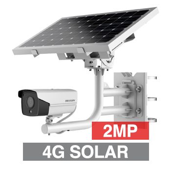 HIKVISION, Fixed Outdoor Bullet camera with Solar power kit (incl. battery), White, 4G-LTE, 2.8mm fixed lens, 30m IR, 120dB WDR, Day/Night (ICR), 1/2.8" CMOS, H.265 & H.265+, IP66, Smart