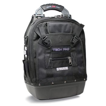 VETO PRO PAC, Tech Series, Black Back pack, HVAC technician tool bag, Closed style, 56 tiered pockets, 4 storage platforms, Weather resistant base & fabric, 361(L) x 248(W) x 546(H)mm