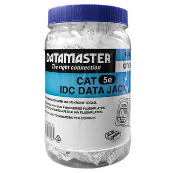 DATAMASTER, 'Clipsal' Keystone Jack, 8P Punchdown style, Cat5E (T568A/B), suits Clipsal plates, JAR OF 20