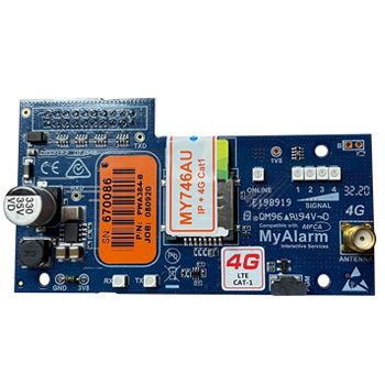 DIGIFLEX, 4G GPRS interface module, Dual carrier, CAT1 equivalent, 3G failover, includes Antenna, Suits Solution 6000, requires MyAlarm SIM subscription.