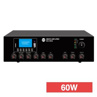 CMX, Compact, Mixer power amplifier, 60W RMS, Outputs 100V line and 4-16 Ohms, Telephone override, With 1 balanced and 2 unbalanced mic inputs, 2 unbalanced aux inputs,MP3 player, FM tuner, DAB+, Blue